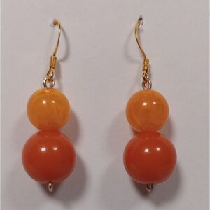 Orange beaded bar earrings